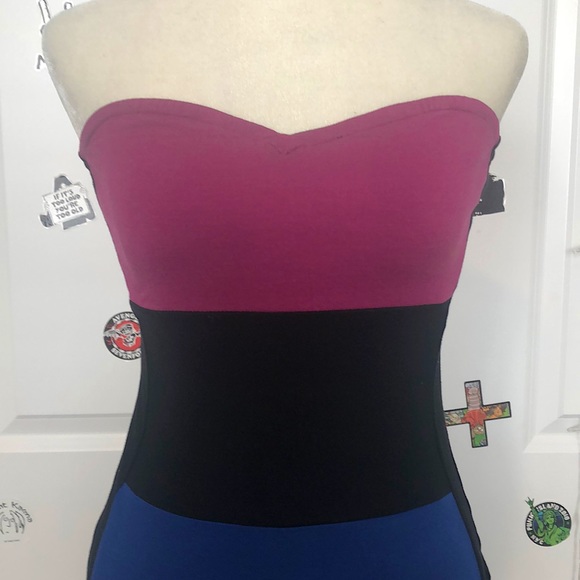Motel Rocks color block strapless fitted mini party dress. NWOT! Sz S - Picture 2 of 8